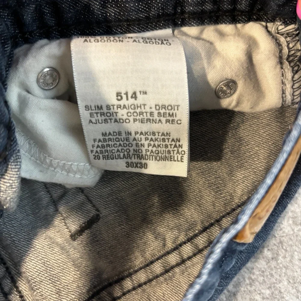 Levi's 514 Slim Straight Jeans Boys Size 20 Reg 30x30 Dark Wash Denim